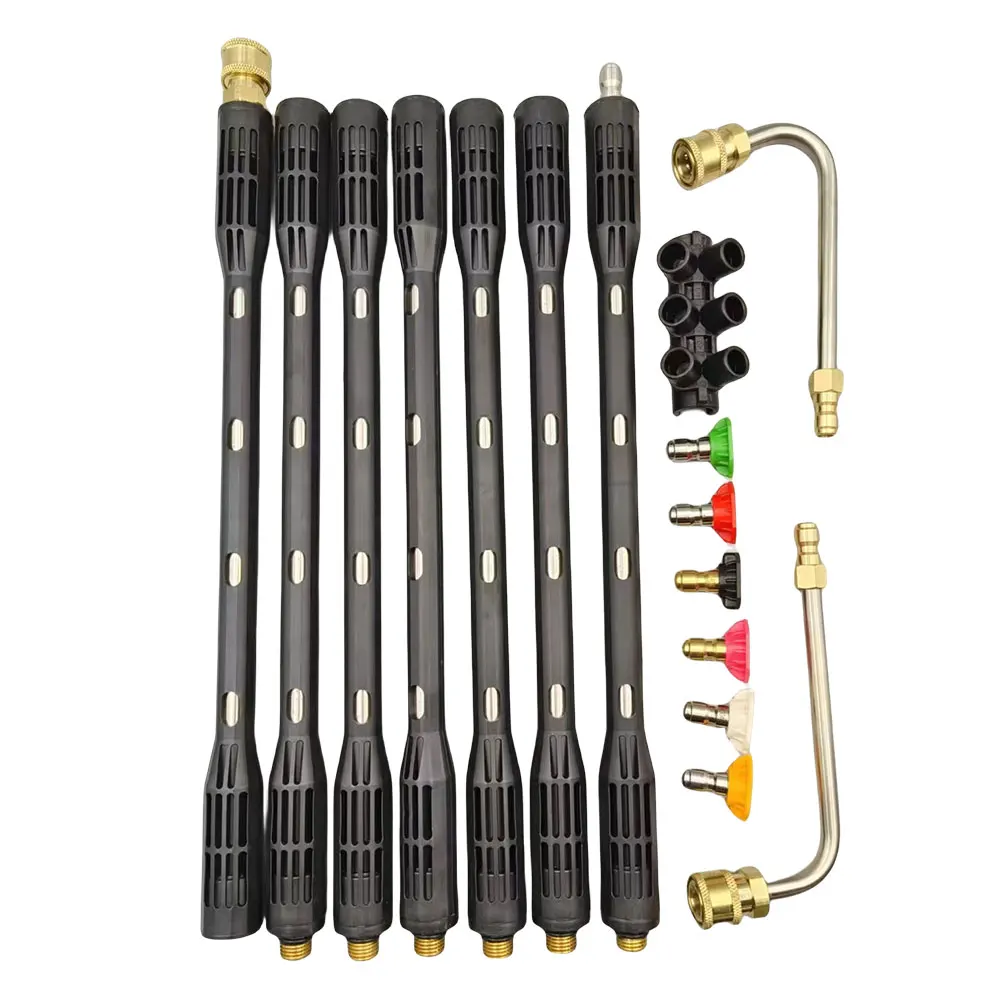 

Cleaning Replacement Lance with 6 Spray Nozzle Tips Car Water Gun Extender 1/4 Quick Connect Water Gun Lance Stainless Steel