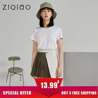 ziqiao japanese women contrast color stitching design mini skirts