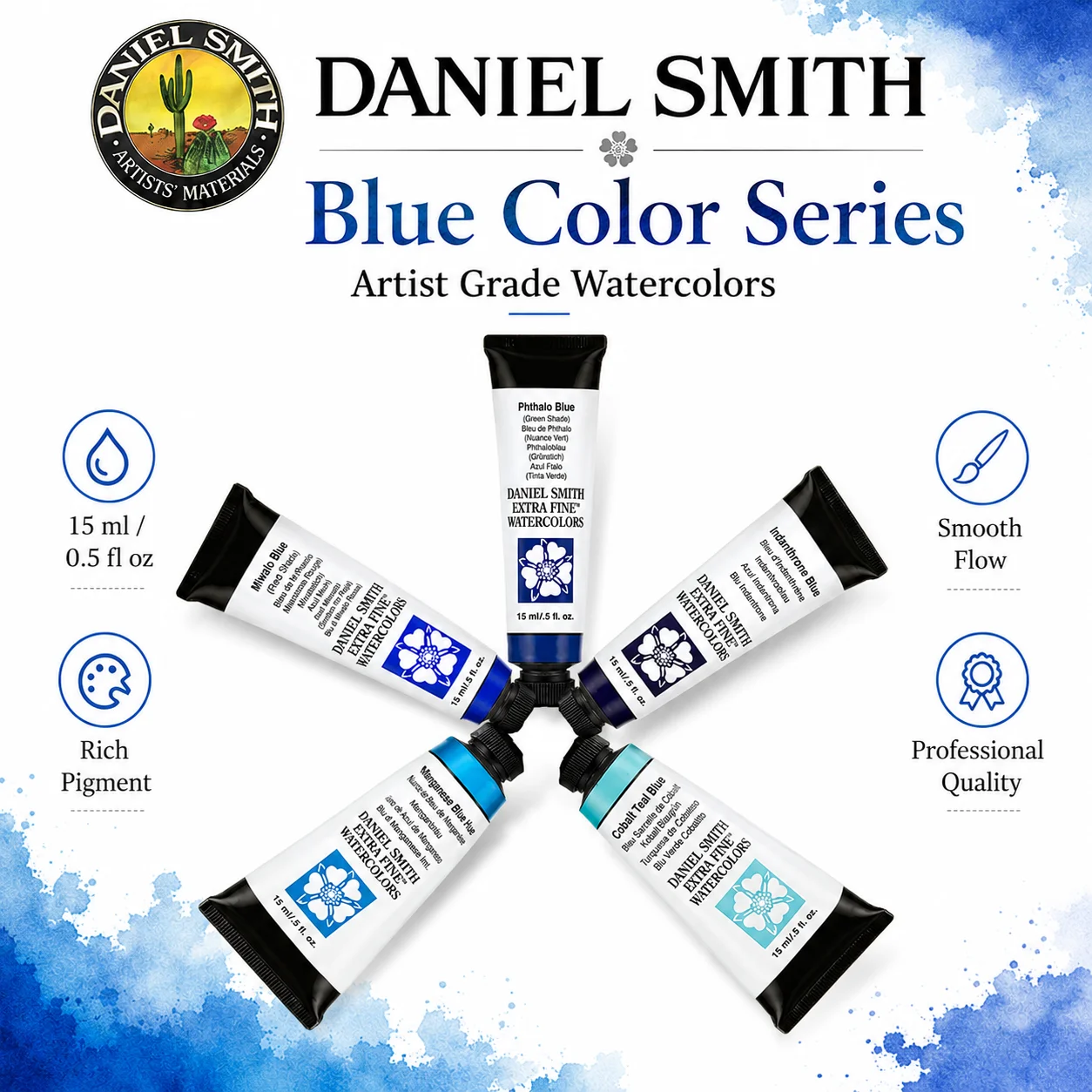 Фото Акварельная краска Daniel Smith DS Extra Fine, 15 мл, профессиональная серия, синяя серия, импортный акварельный пигмент для рисования, художественные принадлежности №2