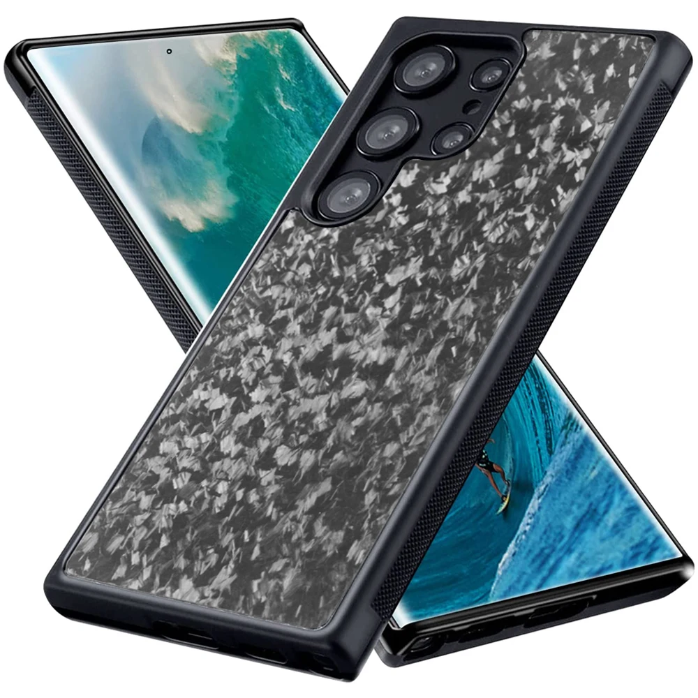 

For Samsung Galaxy S23 Ultra Case Gloss Carbon Forged Carbon Fiber TPU edge Phone Case for Galaxy S23Ultra Anti-fall Cover Shell