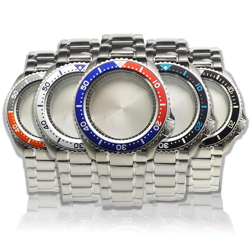 42mm Seiko SKX007 Watch Case Fits NH35 NH36 4R35 7S26 Japan Movement S Crown Sapphire Crystal Glass NH35 Watch Case Accessories