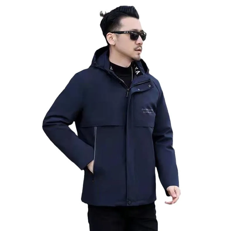 Hengxiqin Мужская черно-золотая куртка на флисовой подкладке зимняя морозостойкая