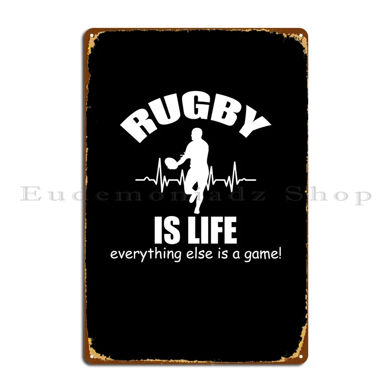 

Rugby Is Life Metal Sign Home Party Plates Pub Customize Living Room Tin Sign Poster