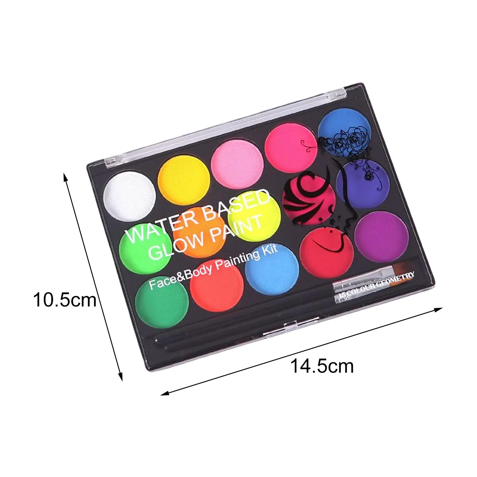 Многоцветный пигмент для лица Professional с кистью светящаяся водорастворимая