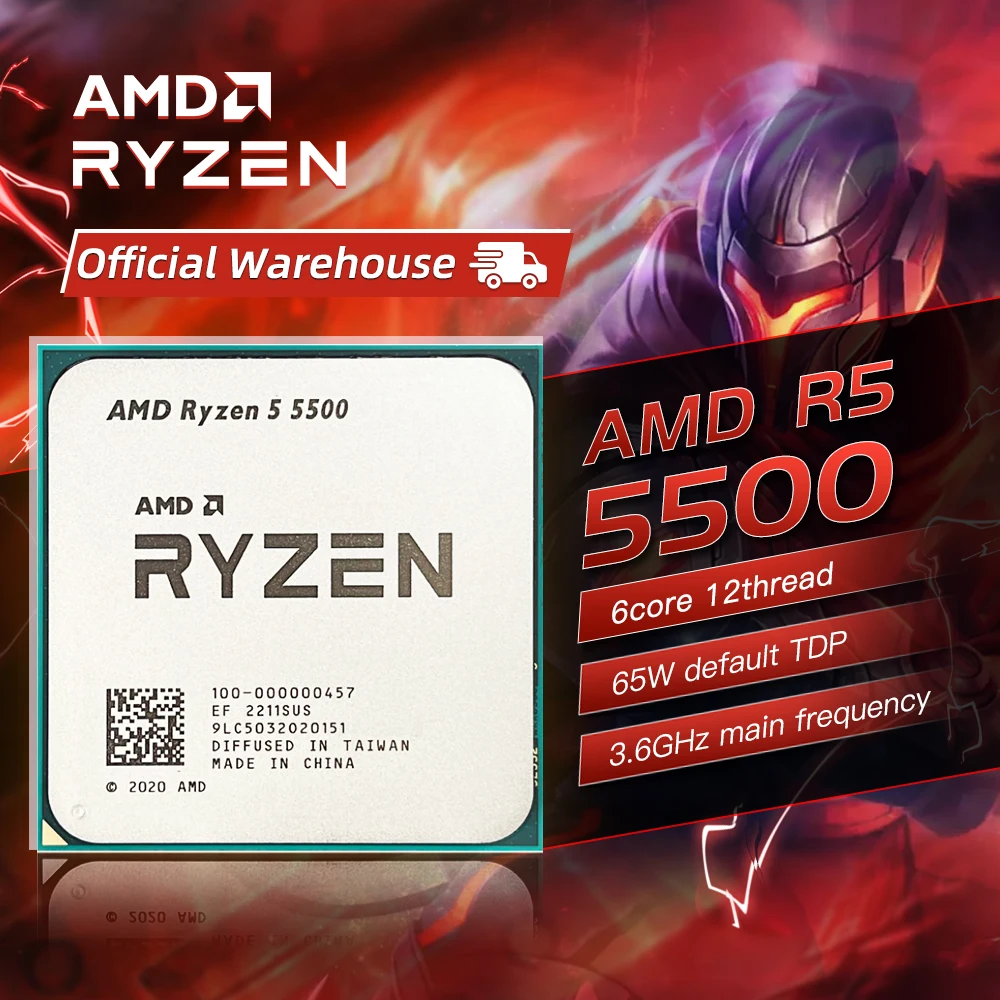

Новый процессор AMD Ryzen 5 5500 R5 5500 3,6 ГГц 6-ядерный 12-поточный процессор 7 нм 65 Вт L3 = 16M Разъем AM4 аксессуары для процессора без Co