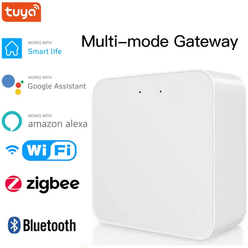 

Multi-mode Smart Gateway ZigBee WiFi Bluetooth Mesh Wired Hub Work With Tuya Smart Life APP Voice Control Via Alexa Google Home