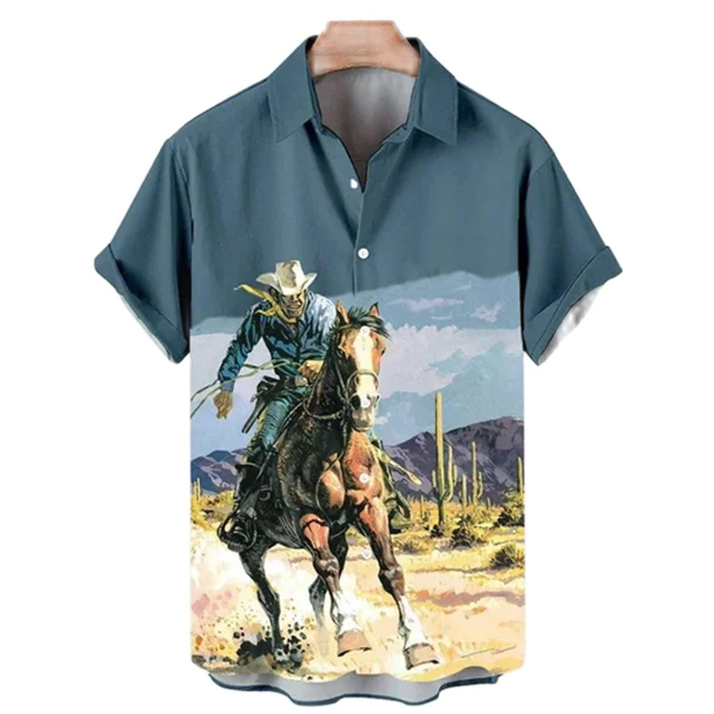 Camisas hawaianas de vaquero para hombre, Camisa de playa Ahloa con botones en 3d, ropa masculina de Hip Hop