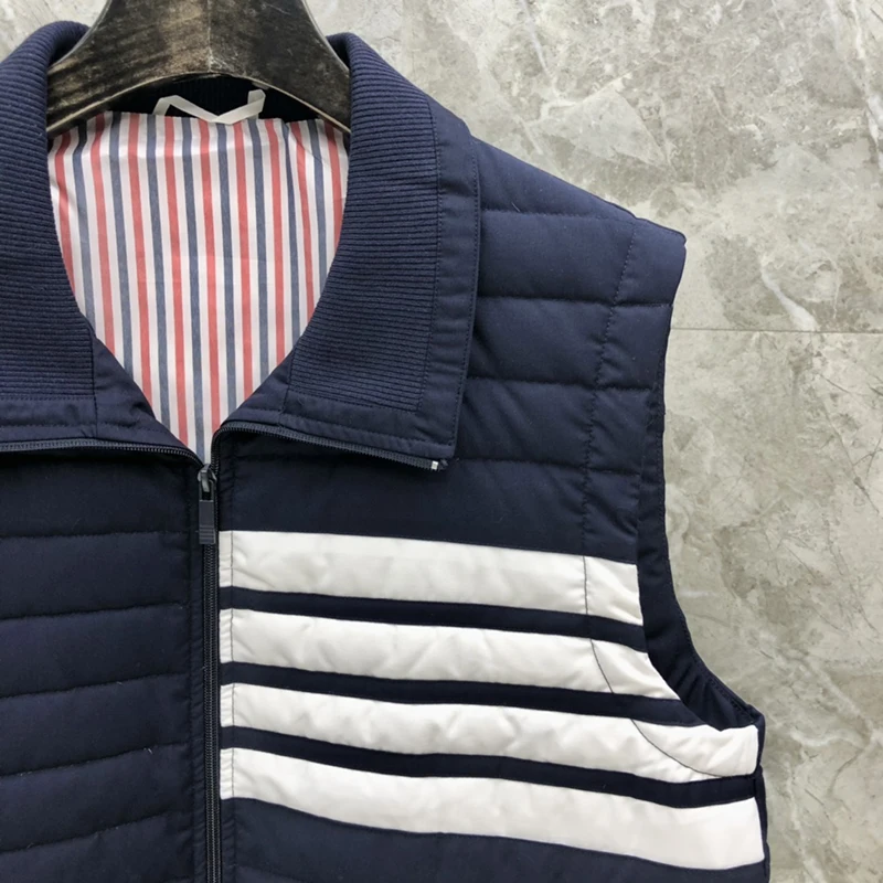 TB TNOM Men's Winter Jackets Down Jacket Thermal Vest Fashion Brand Clothing Matte Cotton Chest White 4-Bar Lapel Down TB Coats