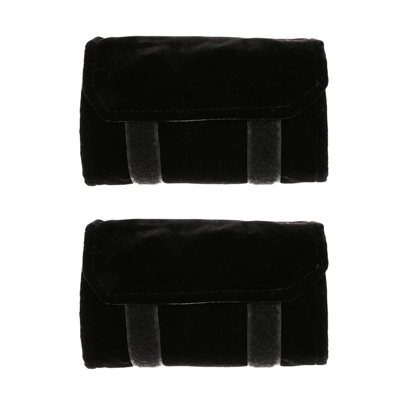 

2X Jewelery Roll Jewelery Bag, Made Of Flannel, For Ring, For Jewelry Storage When Traveling - Black, Gray, Small