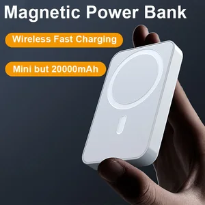 20000mAh Magnetic Power Bank Mini Portable Large Capacity Charger PD20W Wireless Fast Charge Externa
