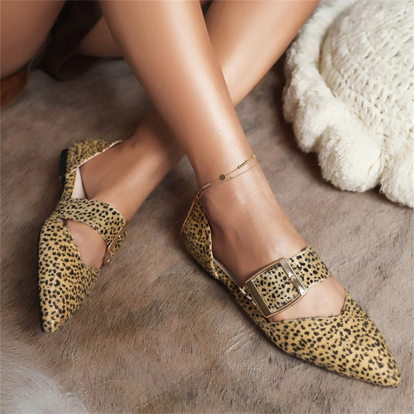 

Женские сандалии 2023, новые повседневные женские туфли с острым носком, женская обувь на плоской подошве с леопардовым принтом Muller, Прямая поставка