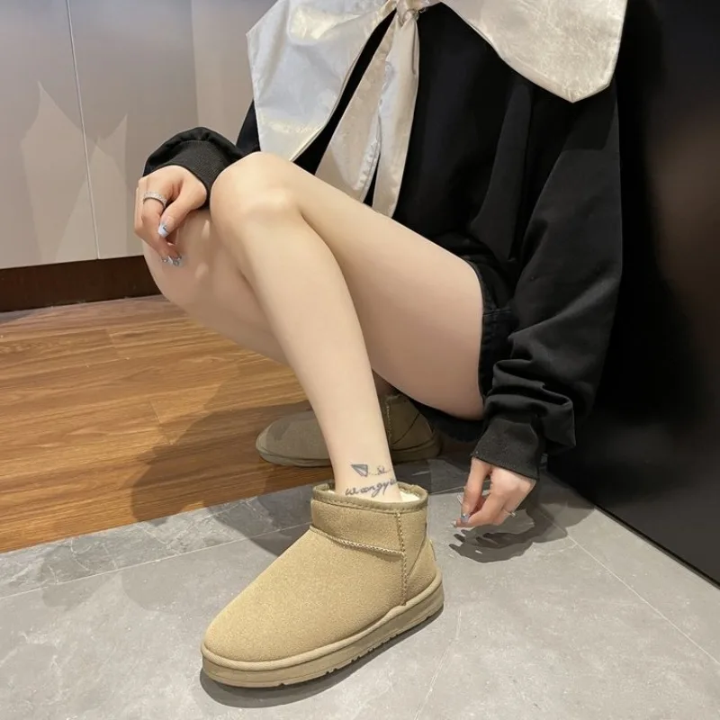 Женские короткие зимние ботинки Litfun Теплые ботильоны из натуральной шерсти на