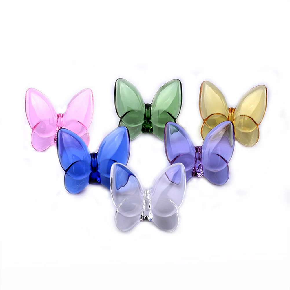 

Glass Crystal Lucky Butterfly Ornaments Nordic Colored Glaze Butterfly Decoration Vibrantly Bright Color DIY Wedding Party Gifts