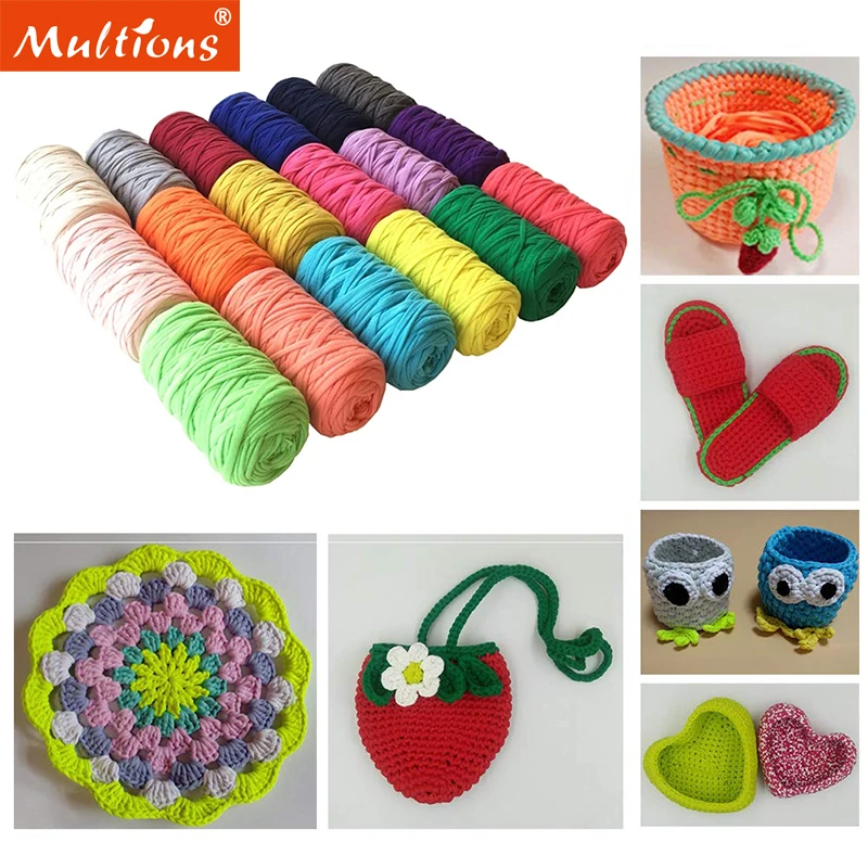 

400g Soild Color T-Shirt Yarn Handbag Carpet Cushion Bag Cotton Cloth Yarn Fabric for DIY Knitted Fabric Art Basket Bag