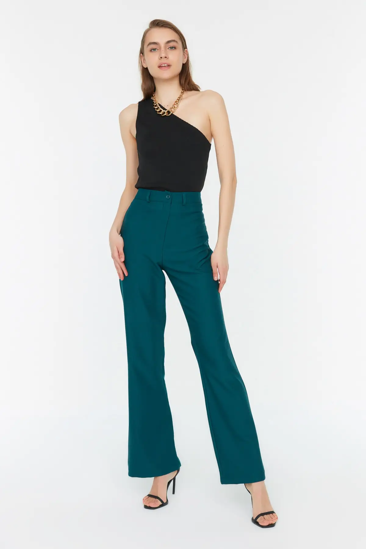 

Emerald Green Straight Cut Trousers TWOAW21PL0617