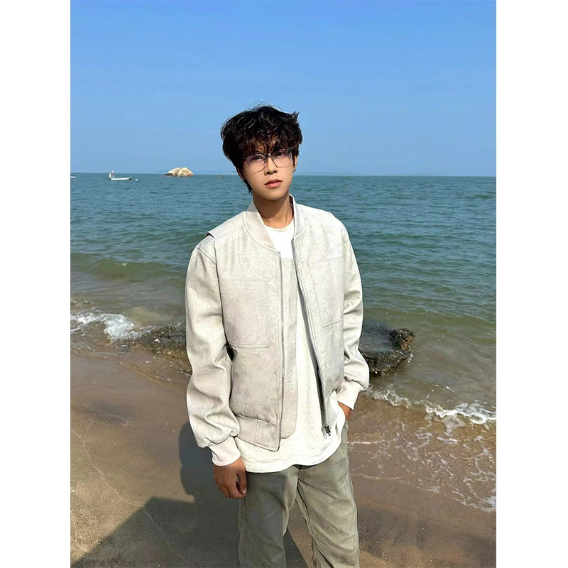 Американская винтажная короткая верхняя одежда мужская осенняя куртка-бомбер из