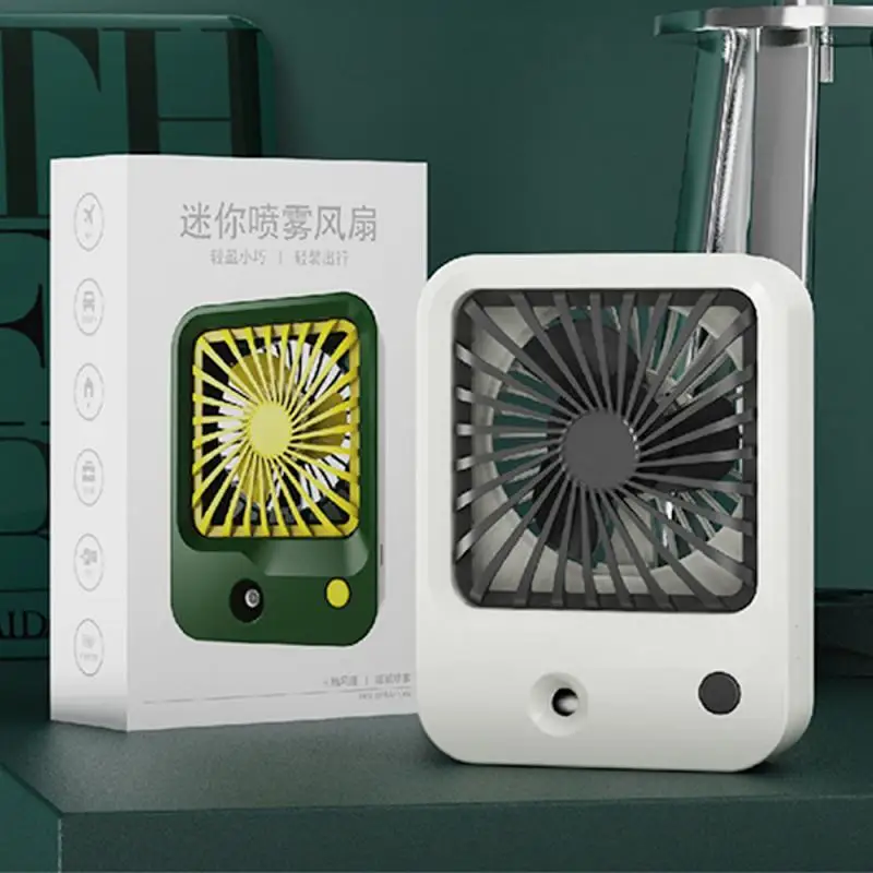 

Plastic Case Package Type Air Cooler Built In Large Capacity Lithium Battery 3 Adjustable Speeds Humidifying Spray Fan Desk Fan