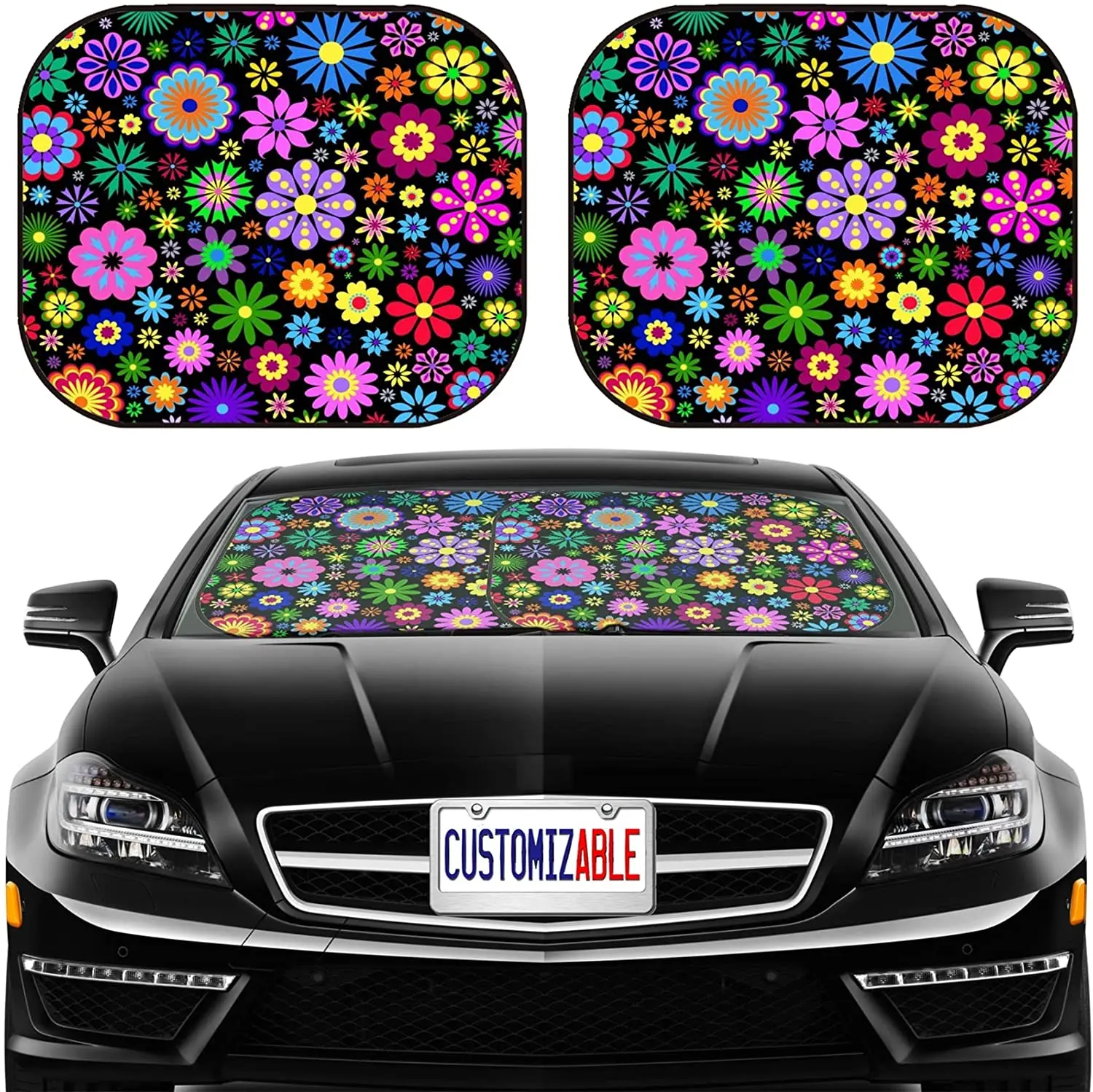

MSD Car Sun Shade Windshield Sunshade Universal Fit 2 Pack, Block Sun Glare, UV and Heat, Protect Car Interior, Image ID: 120775