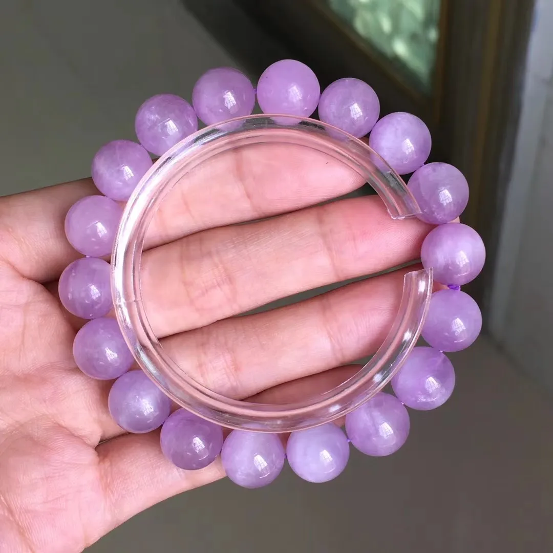 

Браслет из натурального фиолетового хрусталя кунцит, 11 мм, ювелирные изделия для женщин и мужчин, лечебный подарок, кошачий глаз, каменные б...