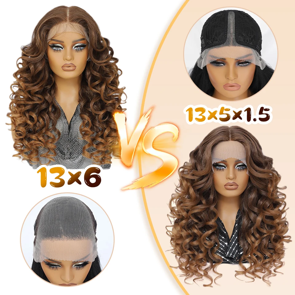Фото Latisha 13x6 HD Синтетические парики фронта шнурка Кудрявый предварительно выщипанный парик фронтальной части шнурка с челкой для женщин Выделите с детскими волосами 24 дюйма №4