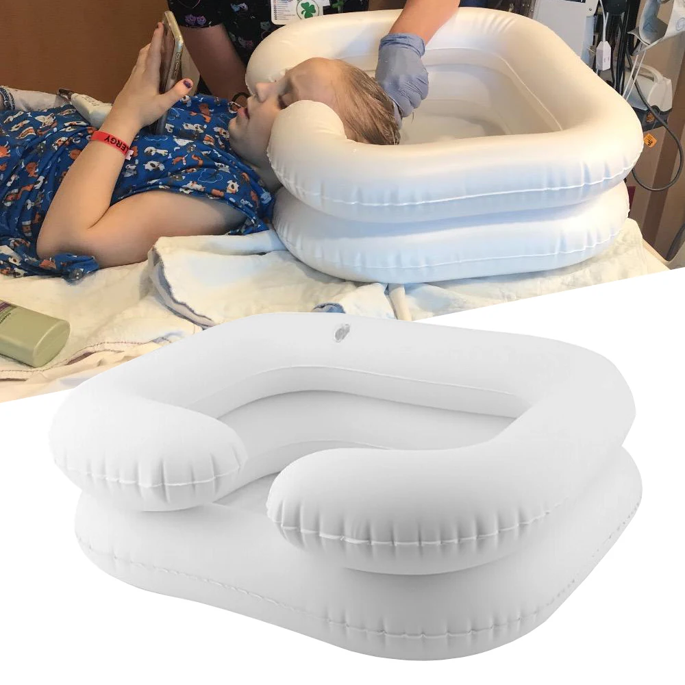 

Portable Hair Washing Basin With Drain Tube Inflatable Shampoo Basin Tub for The Disabled Shampoo Tray PVC