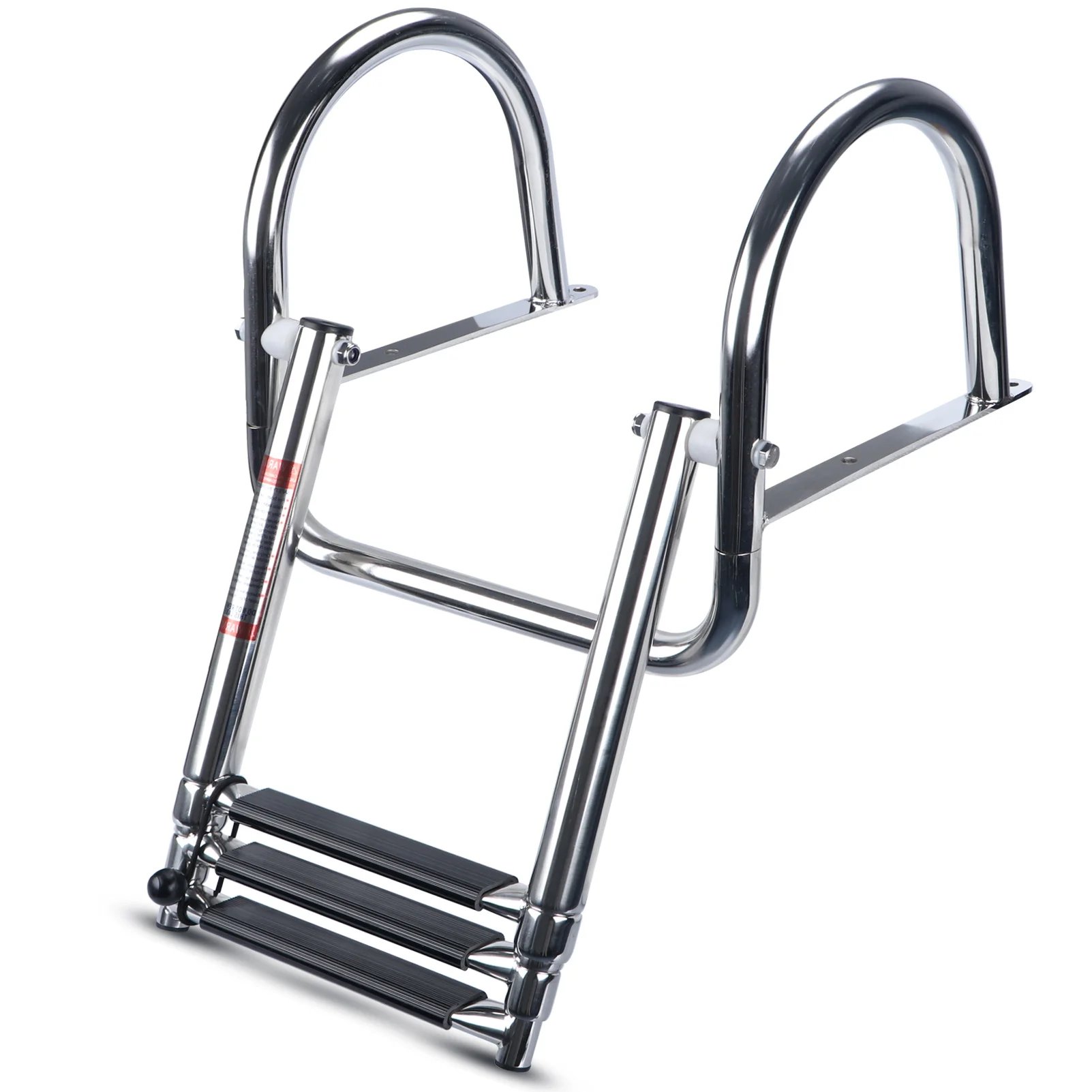 Boat Accessories 3 Step Stainless Steel Boat Boarding Telescoping Ladder Sliding Folding Swimming Launching Ladder With Handrail