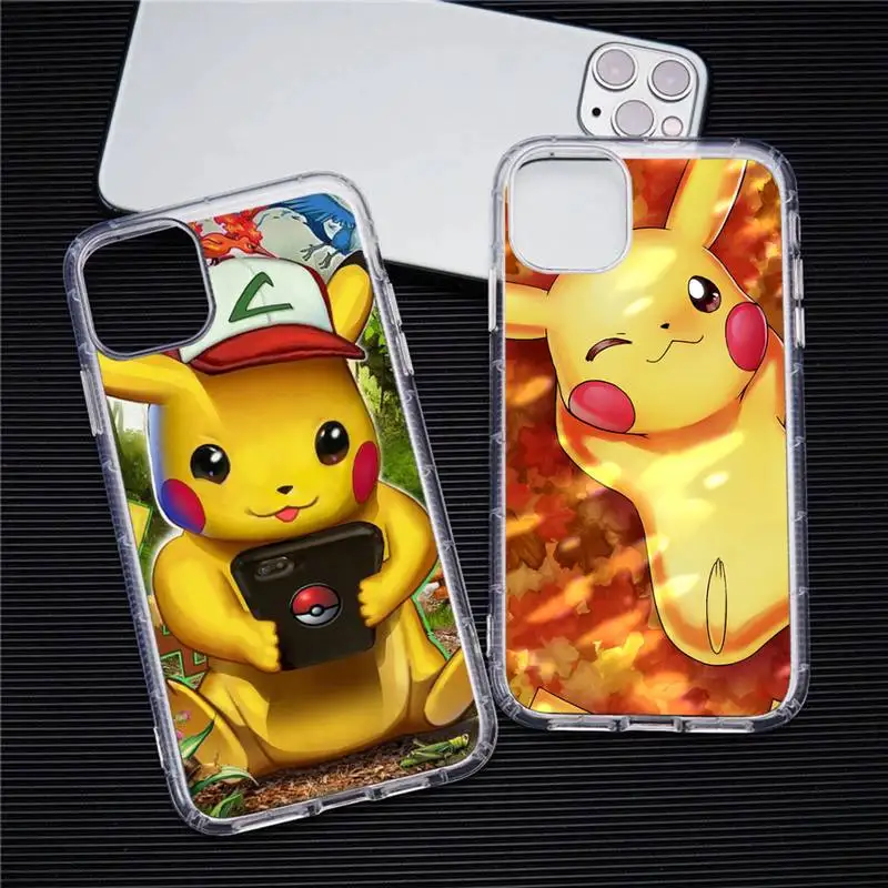 

Bandai Pocket Monster Pikachu Pokemon Phone Case Transparent For iphone 13 12 11 Pro Max Mini XS Max 8 7 Plus X SE 2020 XR cover