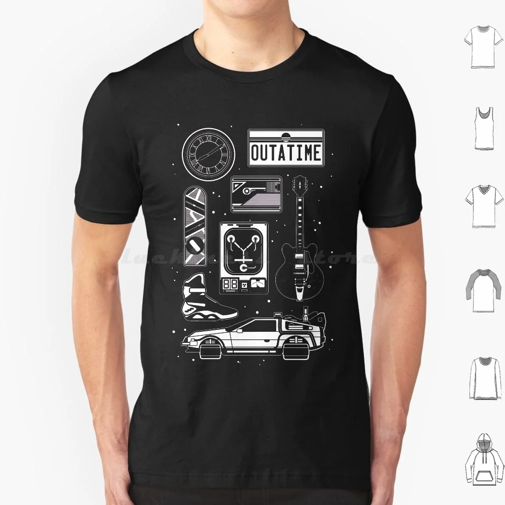 Bttf Icon Set T Shirt 6Xl Cotton Cool Tee Back To The Future Bttf Marty Icon Set Minimalist Doc Brown Time Travel Hoverboard