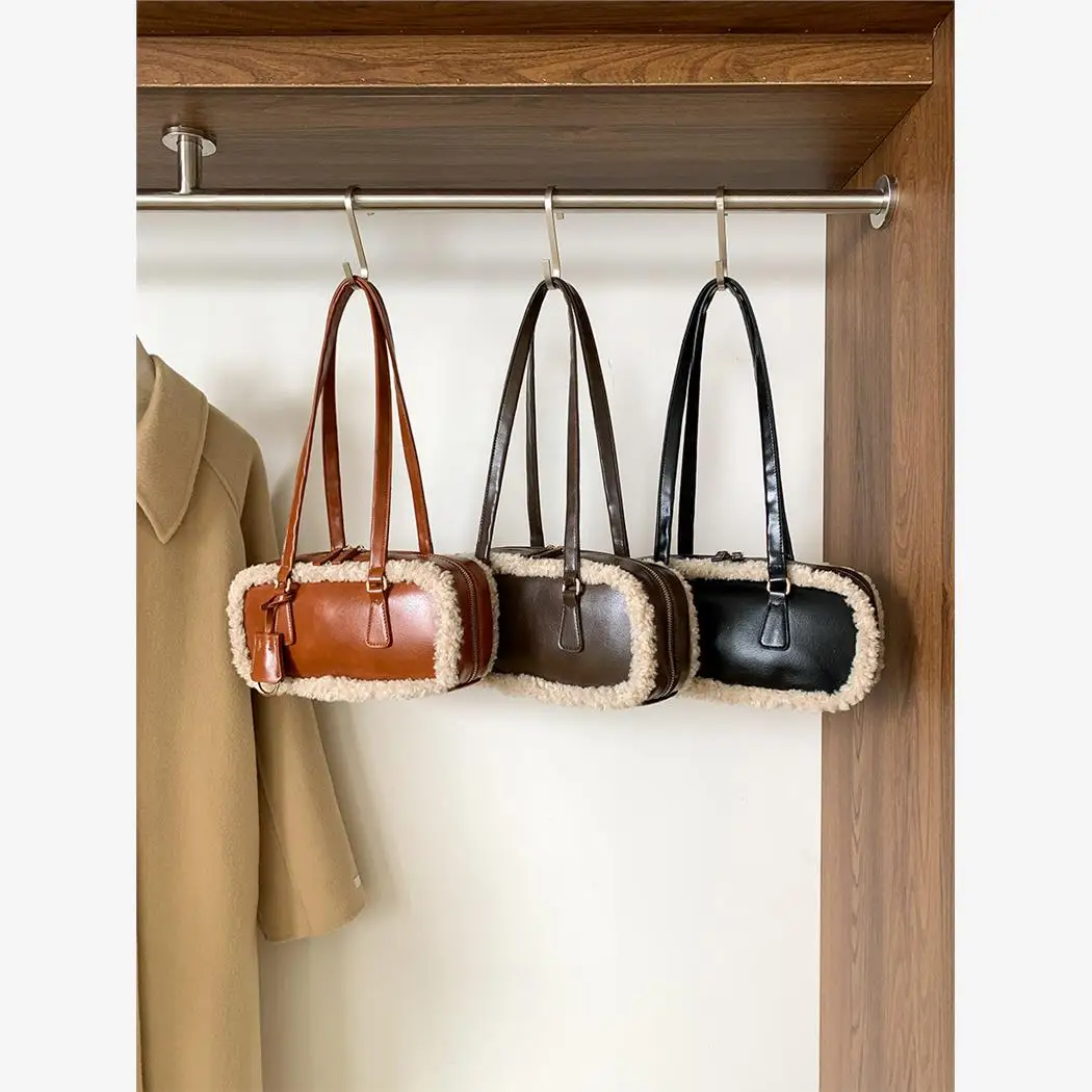 Осенне-зимняя плюшевая маленькая квадратная стильная сумка подмышками на одно