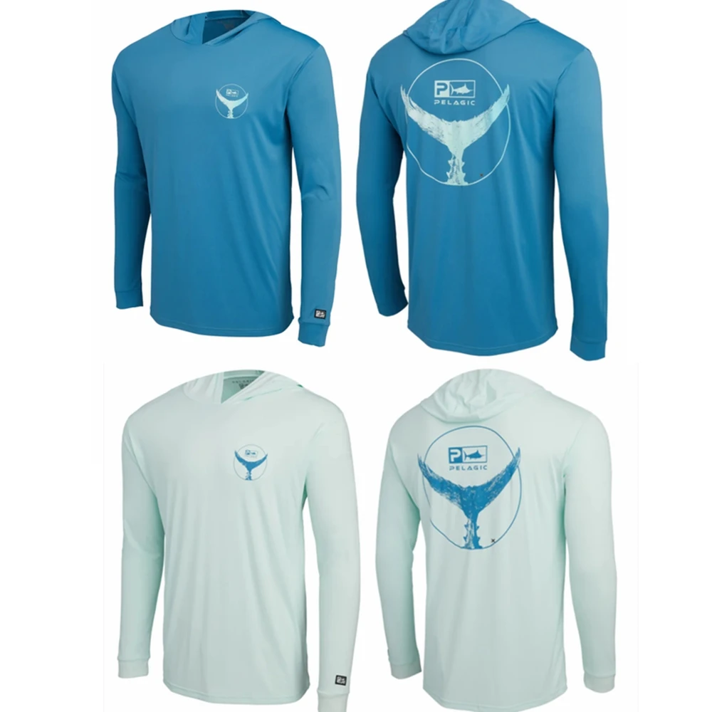 

Pelagic Fishing Hooded Shirt UPF 50 Men T-Shirt Long Sleeve Sun UV Protection Top Outdoor Summer Fishing Clothes Camisa De Pesca