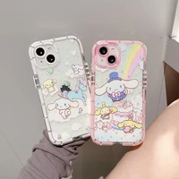 cute sanrio cinnamonroll luminous clear soft phone cases for iphone 13 12 11 pro max xr xs maxx anti drop back cover girl gifts