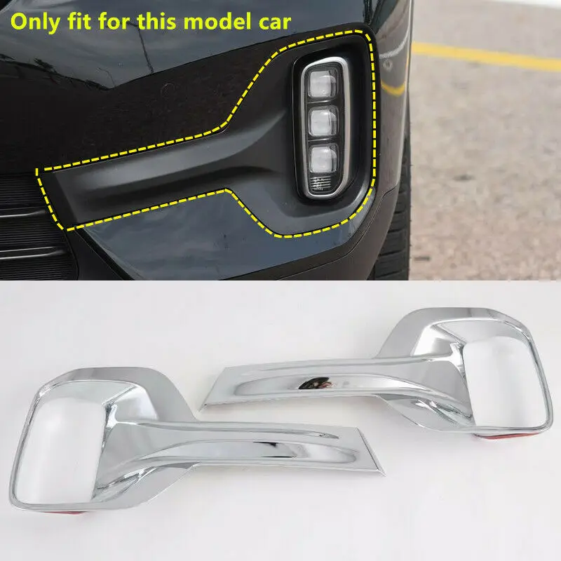 

ABS Chrome Exterior Front Fog Light Lamp Cover 2pcs For Kia Seltos 2019-2020