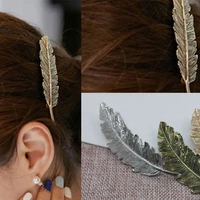 hyperbole feather leaf hair clips metal large hairpins barrettes hairgrips for women girls ponytail holder hair accessories