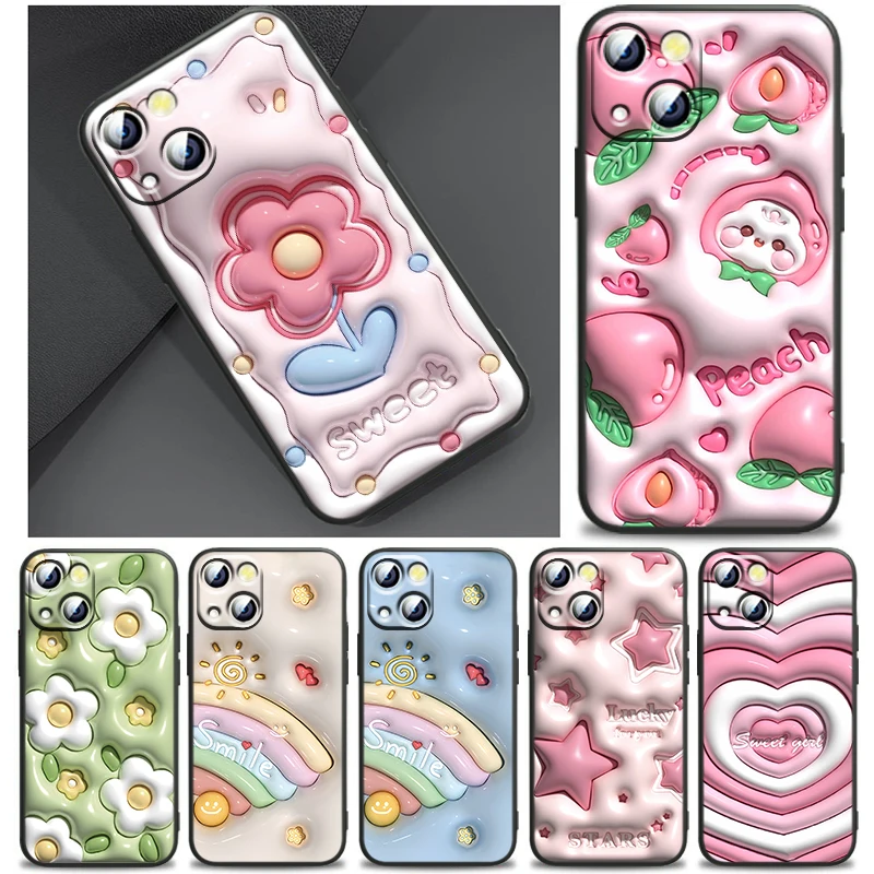 

Not 3D Star flower Cover For Apple iPhone 14 13 12 11 SE XS XR X 7 8 6 mini Plus Pro MAX 2020 Black Phone Case