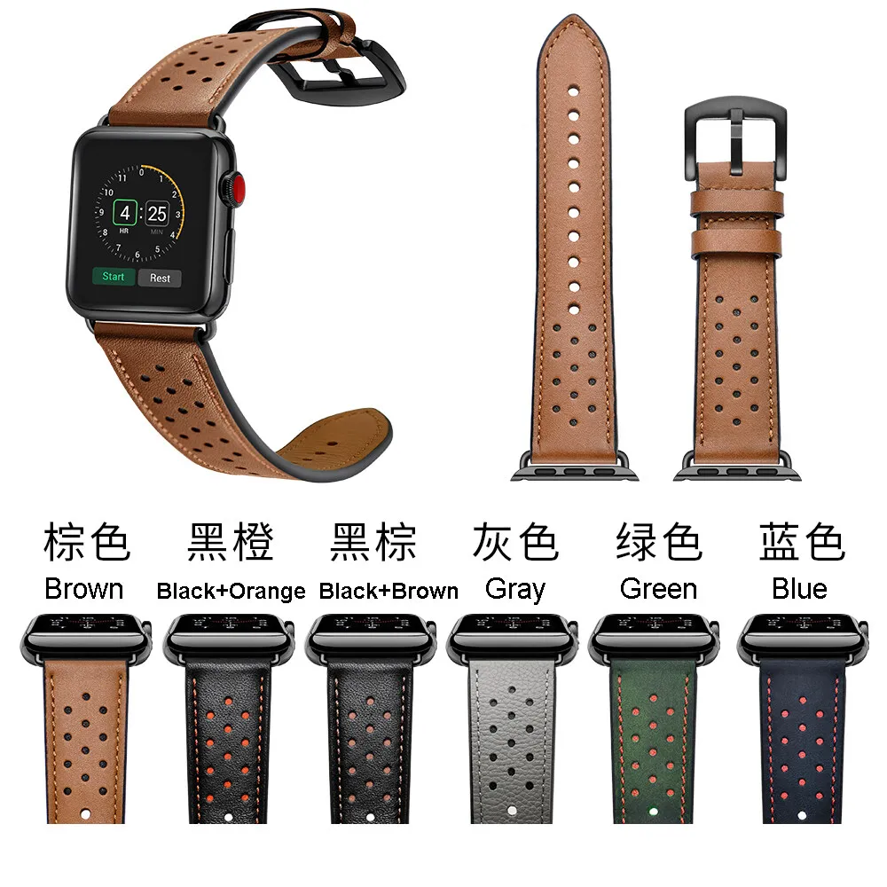 Genuine Leather Straps For apple watch series 8 7 41mm 45mm WatchBand 44mm 42mm 38MM 40MM Smart Watch Straps For iwatch 8 Band