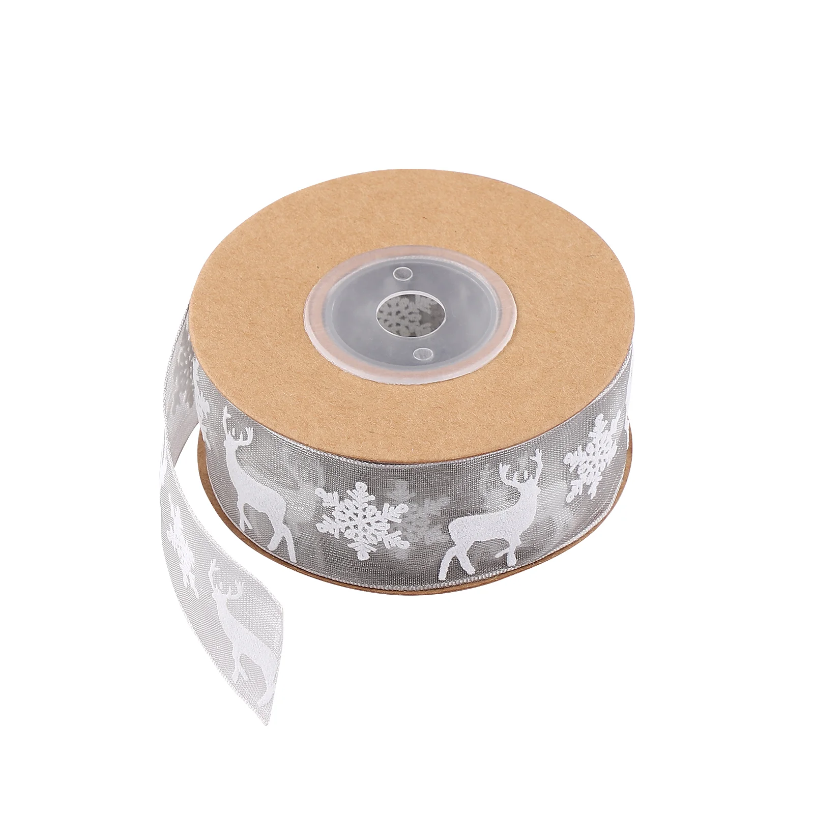 

1 Roll Snowflake Deer Pattern Craft Ribbon Polyester Ribbon for Party Xmas