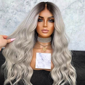 Soft Long 26 inch Ombre Ash Blonde Natural Wave European Virgin Human Hair Jewish Wig 13x6 Lace Front Wig For Women BabyHair