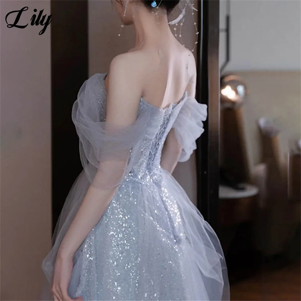 Элегантное сексуальное свадебное платье Lily Dusty Blue сетчатое знаменитости с