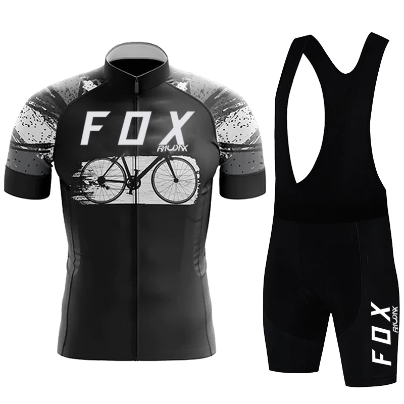 

Комплект велосипедной одежды, Джерси, униформа для горных велосипедов, летняя дышащая одежда для велоспорта Raudax Fox, велосипедная рубашка, брюки с нагрудником