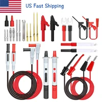 cleqee us p1308d 25pcs multimeter silicone test lead kit 4mm banana plug to test hook cable replaceable needle alligator clip