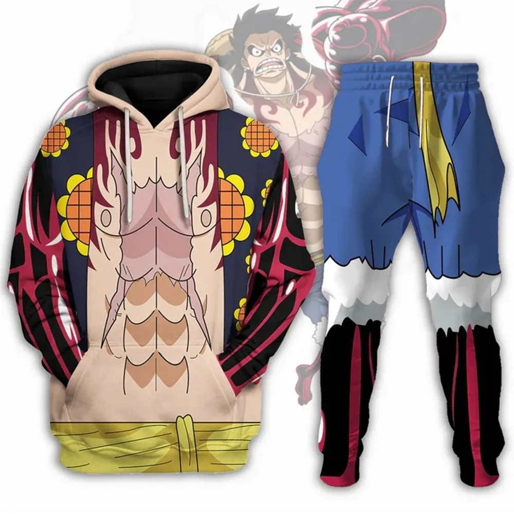 

One Piece Monkey D. Luffy Cosplay Hoodie Pants Men Women Casual 3D Printed Hooded Sweatshirt Sweatpants