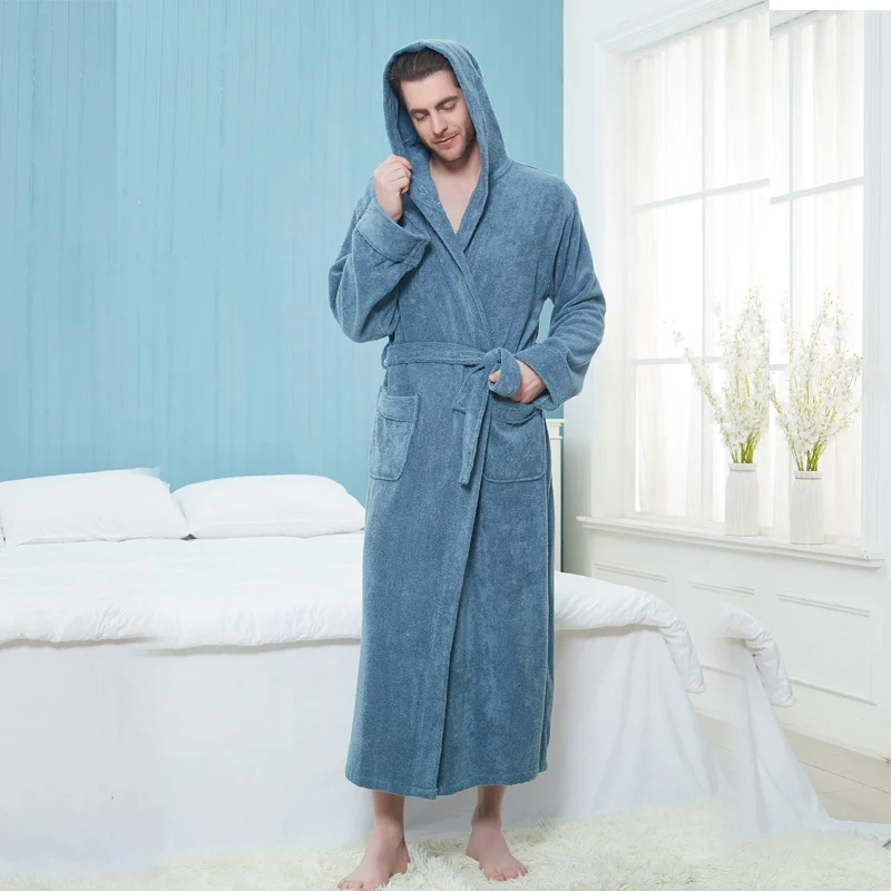 

Халат-кимоно мужской длинный зимний, хлопок, халаты, роскошный плотный теплый халат для невесты, большие размеры XXL