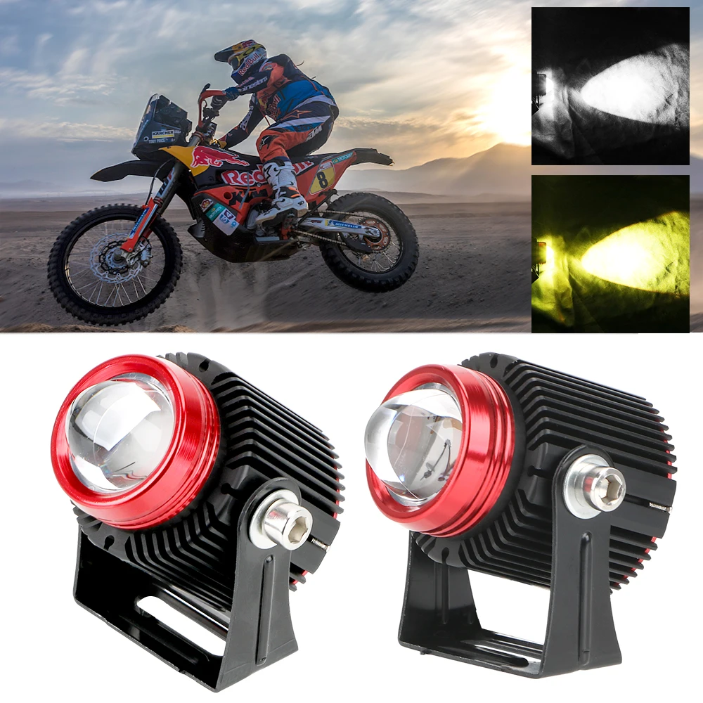 

Auto Small Steel Cannon Lights LED spotlights 2PCS Dual Color High Low Beam Auxiliary Lamp Motorcycle Led Headlights Universal