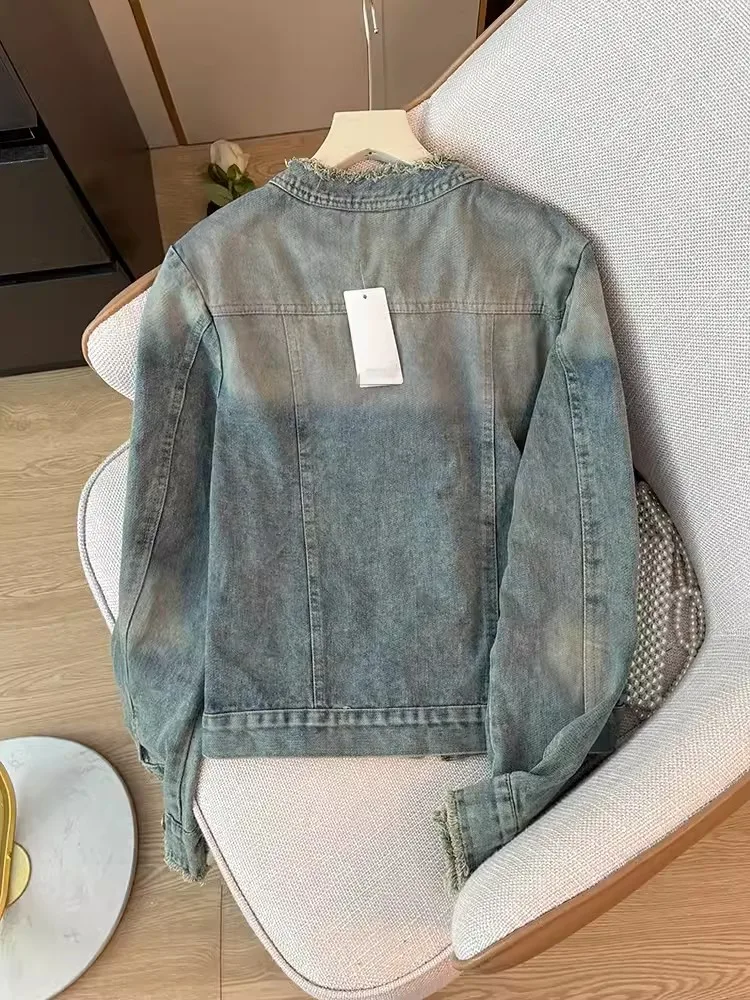 Куртка женская джинсовая в стиле ретро стильная повседневная верхняя одежда из