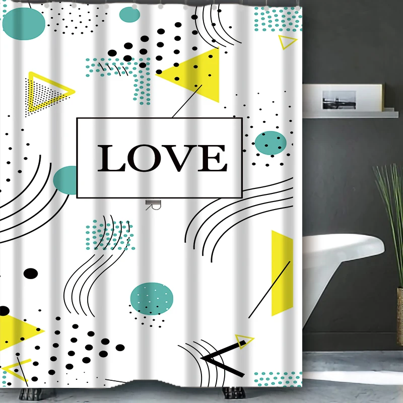 

Multicolor Stripe Bath curtain Waterproof Shower Curtains Geometric Bath Screen Printed Curtain for Bathroom Gift Navidad