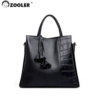zooler original real genuine leather handbag large tote womens shoulder bags soft skin purses ladies elegant black bag g 926