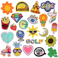 23 cute childrens clothing schoolbag hole sewing embroidery ironing patch cartoon fruit love burger french fries cloth sticker