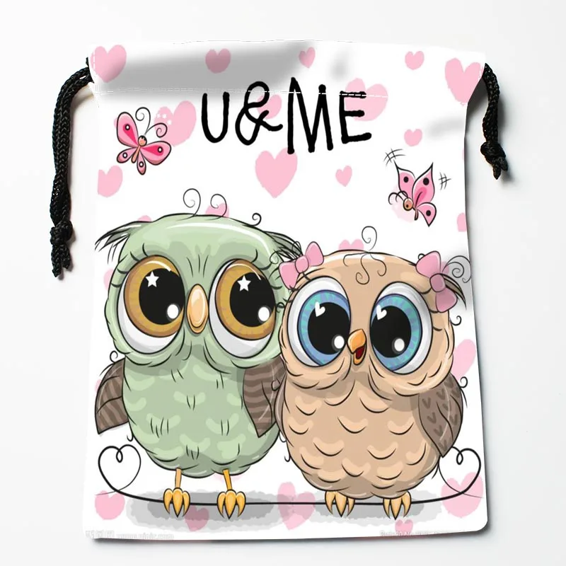 Сумки на шнурке с мультяшным принтом совы праздничные Аксессуары 18x22 см