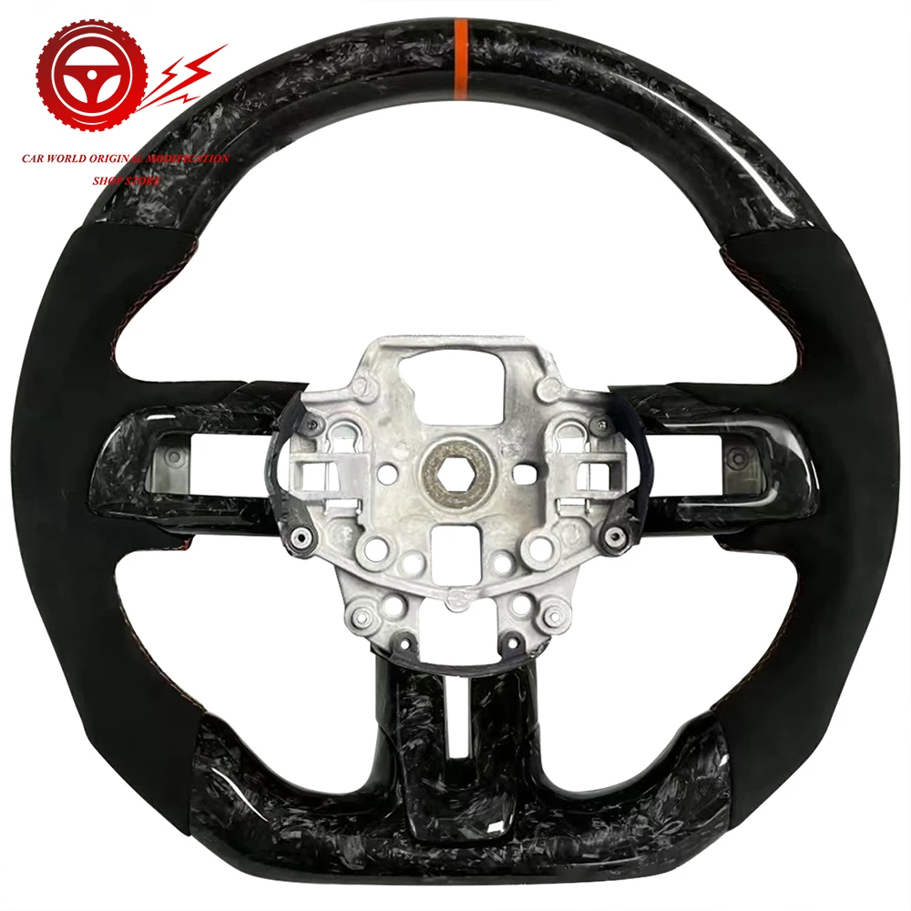 

Индивидуальный руль из углеродного волокна и алькантары, кожаный, подходит для Ford Mustang 2015-2022 GT Shelby