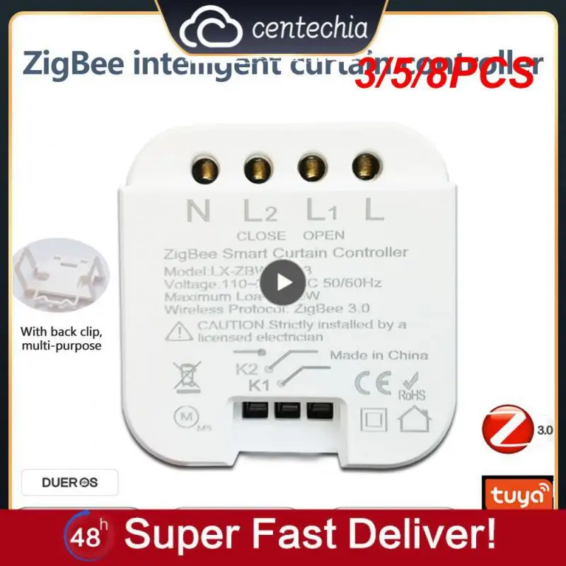 

3/5/8PCS Zigbee Curtain Switch 110v- 240v Tuya Curtain Controller Timing Voice Control Mini Breaker Module Smart Breaker